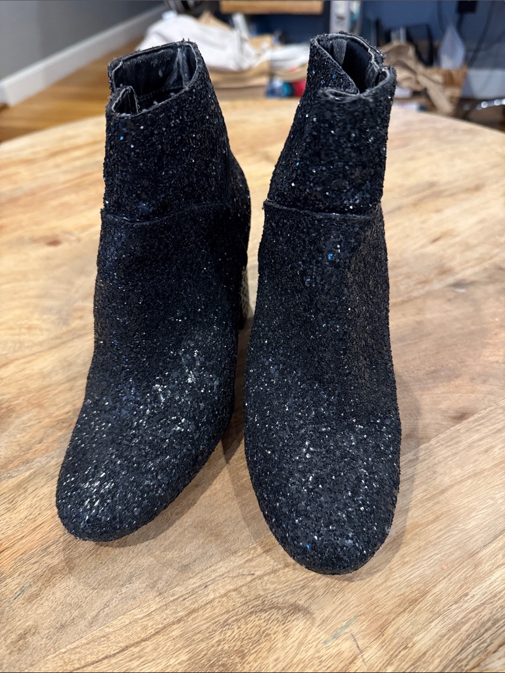 Michael Kors Black Glitter Ankle Booties